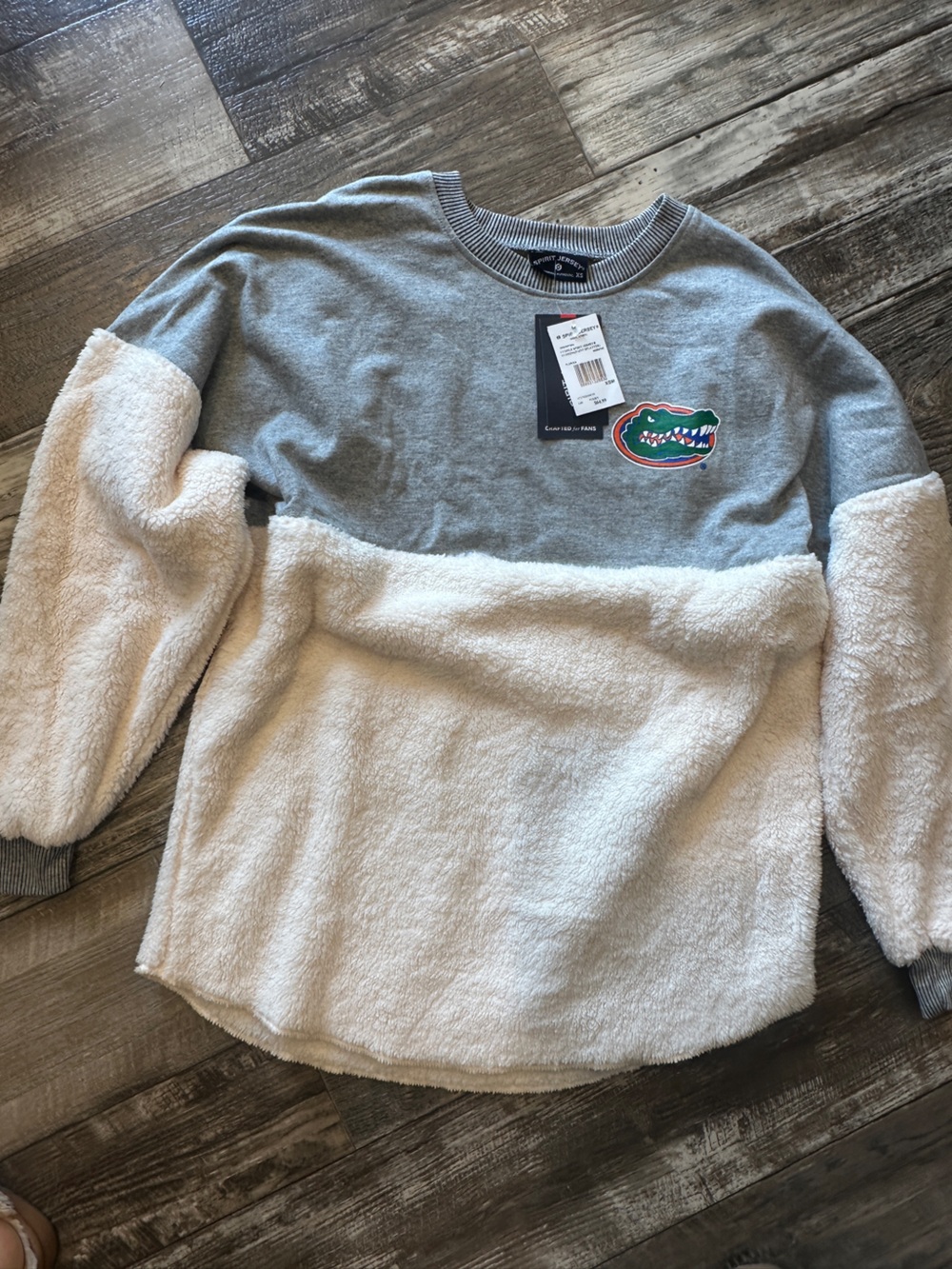 Florida Gators Grey and Cream Sherpa Crewneck Sweatshirt